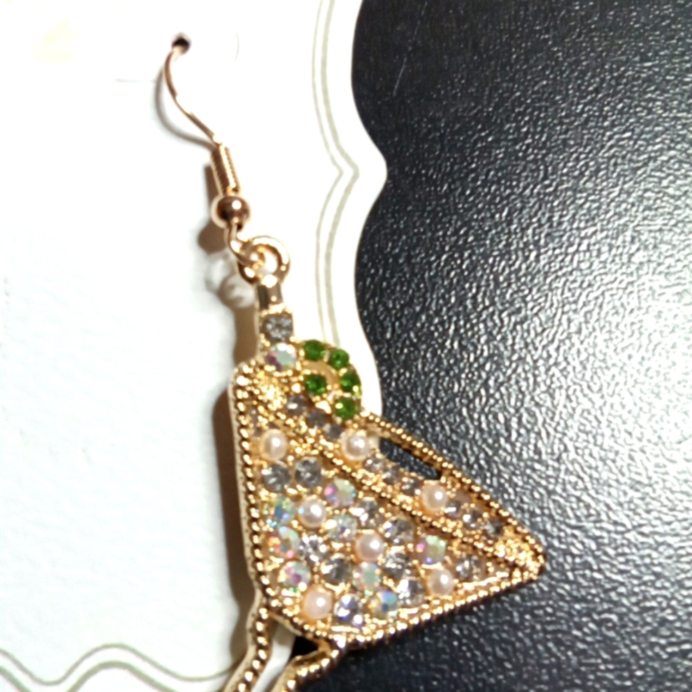 Crystal Martini Glass Earrings – Luxe Cocktail Statement - Picture 4 of 6